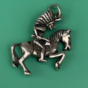 Indian Chief on Horse Sterling Silver Jewelry Charm #southwestern #warrior